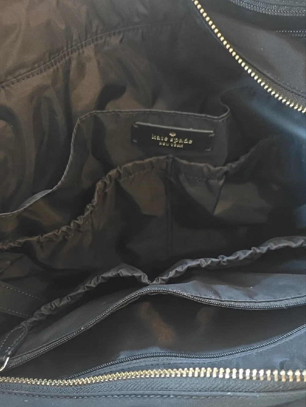 kate spade Black Nylon Shoulder Tote with Gold Hardware
